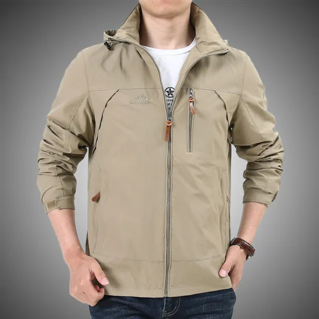 Men's Tactical Jacket Water Resistant Zip Up Hooded Windbreaker Hiking Coats 3