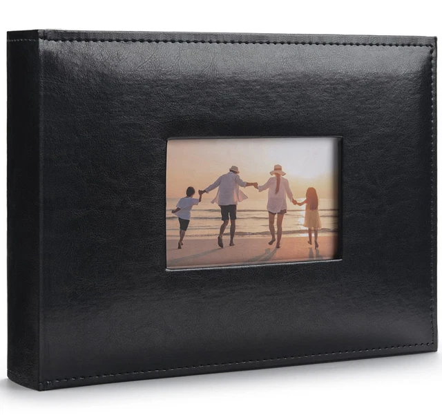 Photo Album with Memo Area, Premium Leather Cover Photo Album with