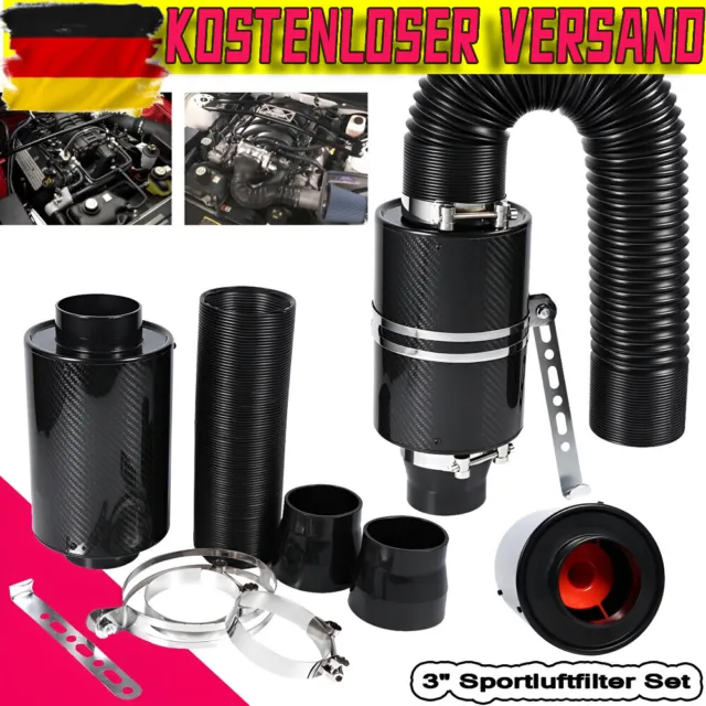 3" Carbon Airbox Sport Luftfilter Cold Air Intake Universal Für Fahrzeuge Mk Top