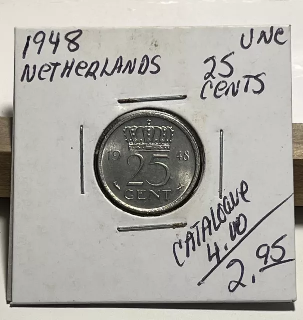 1948 Netherlands 25 Cents UNC (INV C)