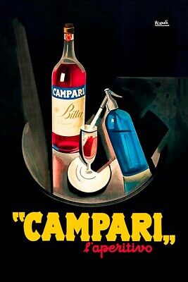 Poster Manifesto Locandina Pubblicitaria Stampa Vintage Aperitivo Campari Drink