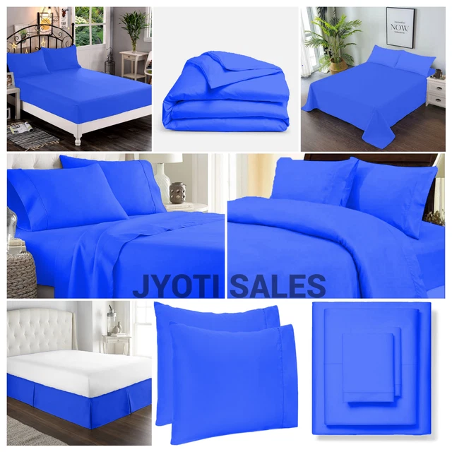 ROYAL BLUE SOLID Silky Bedding 1000 TC OR 1200 TC Egyptian Cotton ...