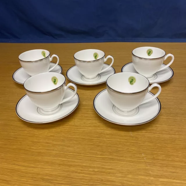 Waterford Kilbarry Platinum (5 Sets) Footed Cups and Saucers