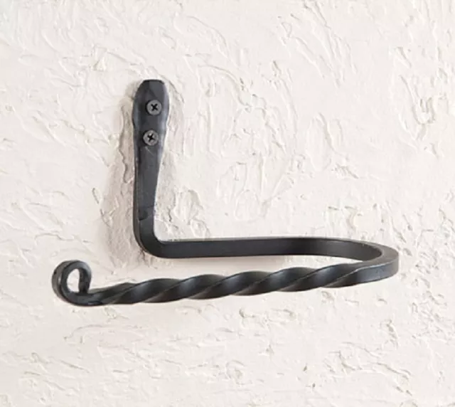 TWISTED WROUGHT IRON WALL TOILET TISSUE PAPER HOLDER Primitive Amish Blacksmith