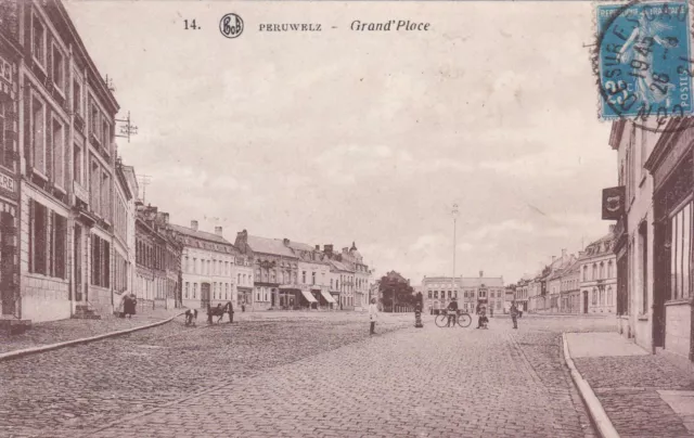 Carte Postale Ancienne Cpa / Belgique Peruwelz Grand Place (1921)