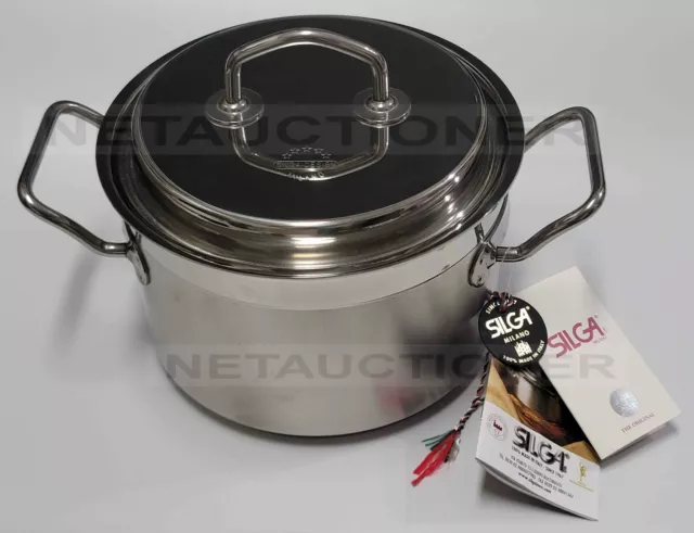 Silga Milano Teknika Gold-Plated Stock Pot with Lid | Unisex | Multi | Steel
