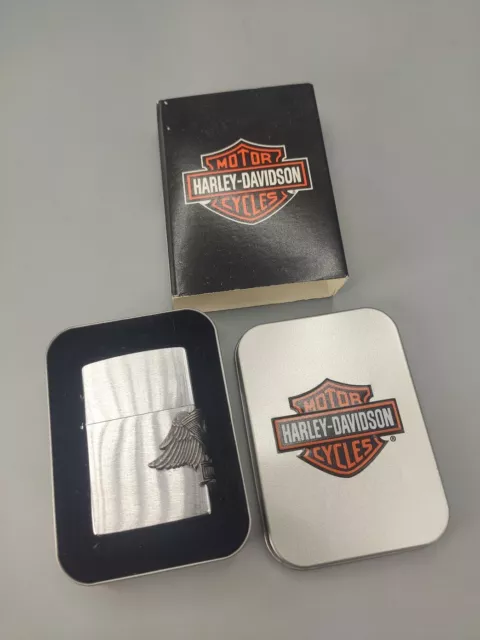 Zippo Harley Davidson Motor And Wings Chrome Lighter 1999