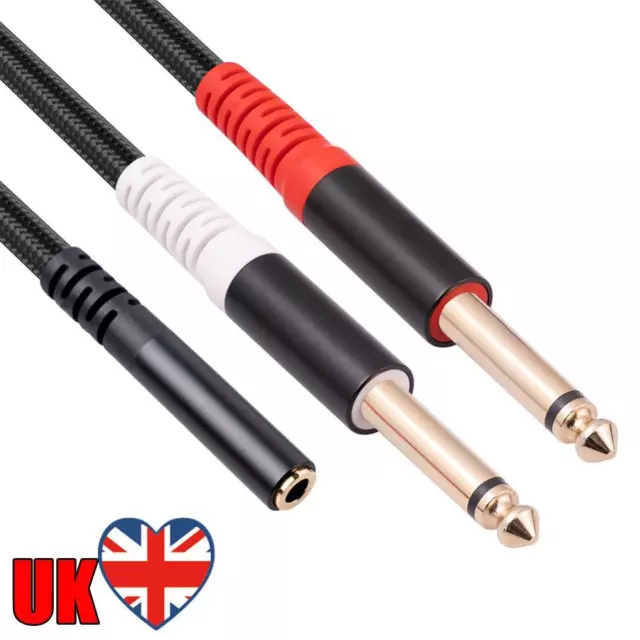 3.5mm To 6.35mm Adapter Jack Audio Cable Gold-plated Plug for Speaker Amplifier