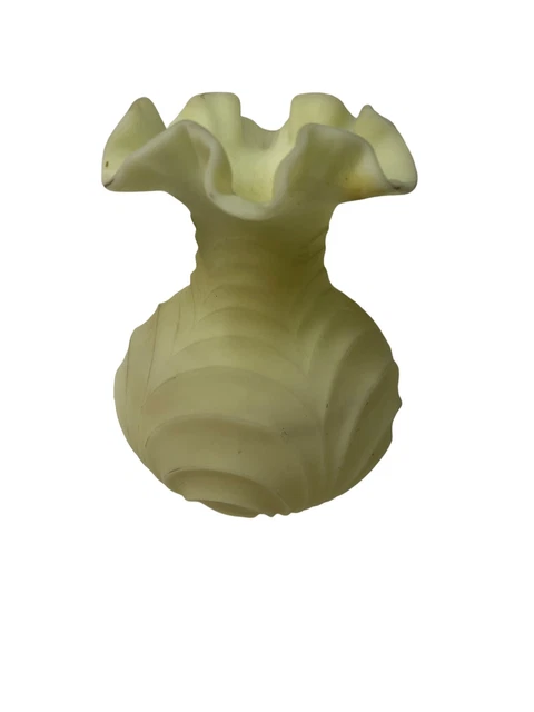 Vase  Custard Yellow Uranium Vaseline Drape Curtain Satin Vtg