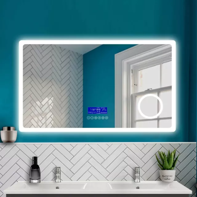 Bathroom Mirror with LED Lights Bluetooth 3x Magnify Anti-fog 2 3 Colours Change