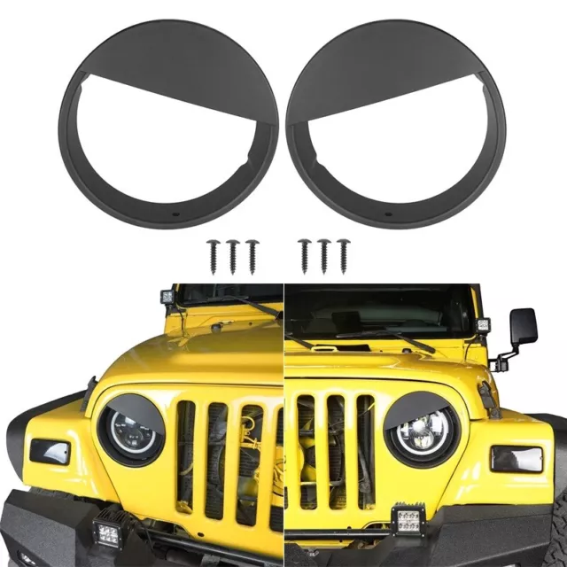Yellow Glossy Bird Headlight Cover Light Bezels Trim For Jeep