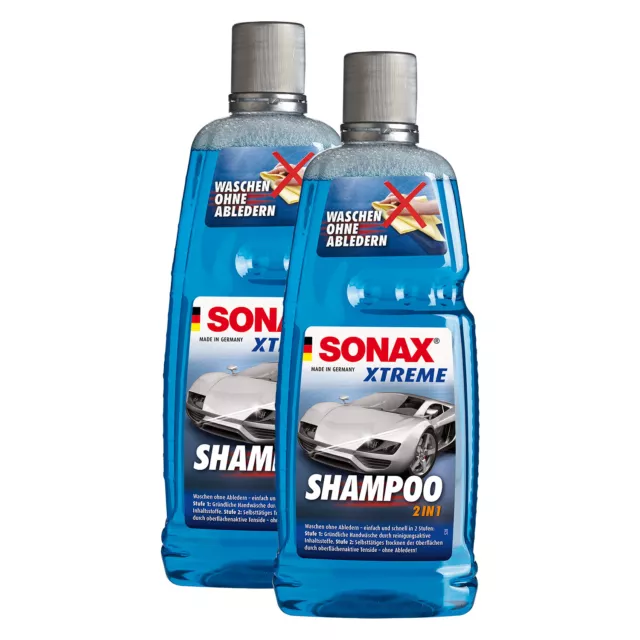 2x 1 Litro Sonax Xtreme Shampoo Concentrato 2 in1 Shampoo Auto Senza Abledern