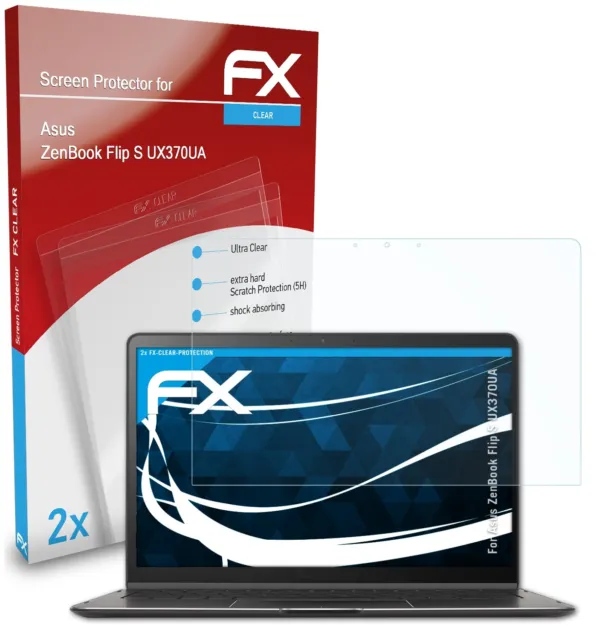 atFoliX 2x Película Protectora para Asus ZenBook Flip S UX370UA transparente