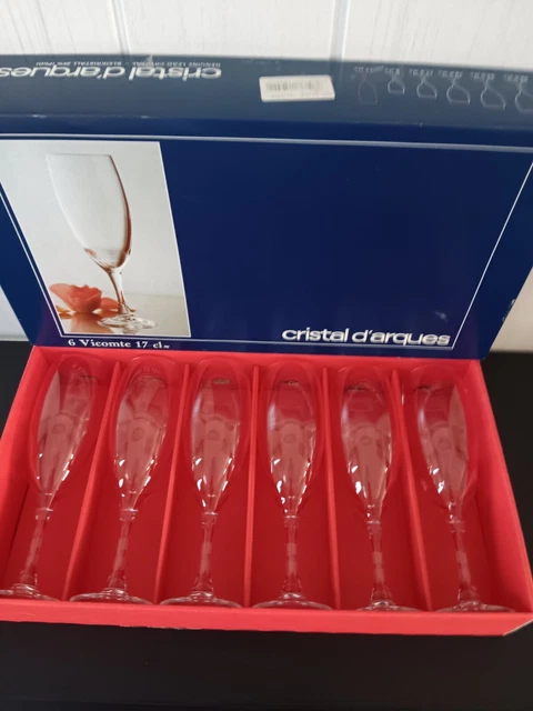 6 Flûtes à Champagne Cristal D'Arques - Collection Swirly - Design Élégant - Fabriqué En France