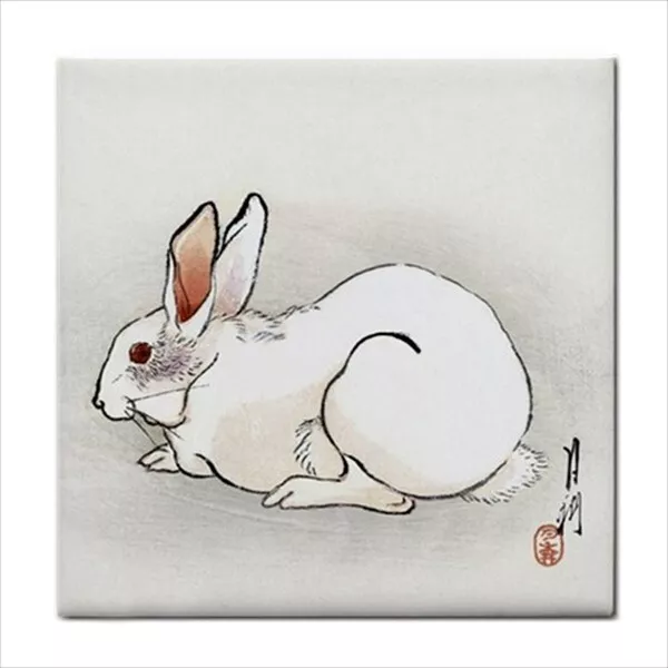 White Rabbit Ogata Gekko Ceramic Tile Art Japanese Backsplash