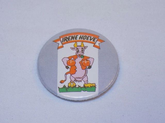 Irene Hoeve Gouda Cheese Milk Cow Button Pin The Netherlands Advertising Badge