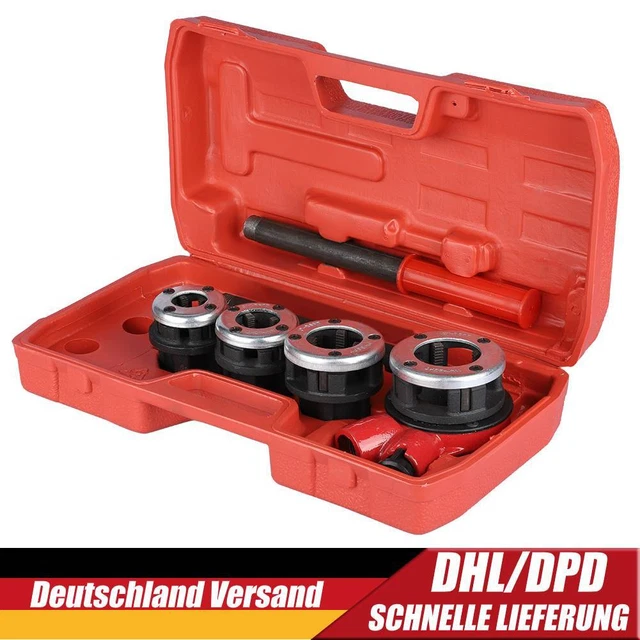 9-teiliges Rohrgewindeschneider Set - 3 Schneidköpfe 1,2-2,5cm Für Hausinstallationen (850g)