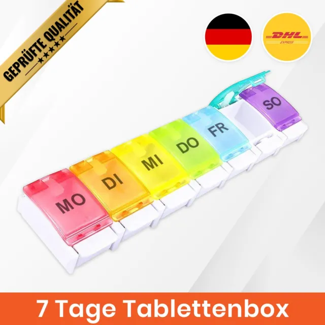 Tablettenbox 7 Tage | Einfaches Füllen | Tägliche Medikamentenbox - Pillendose