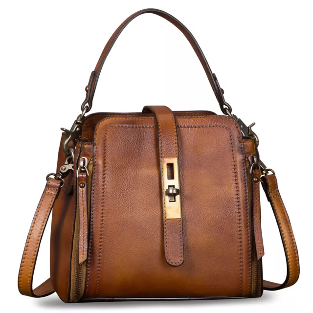 Vintage Genuine Leather Women Satchel Handbags Crossbody Purses Shoulder Bag