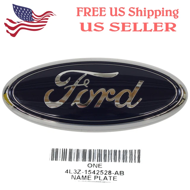 thumbnail image 2 of Ford 9" Oval Logo Emblem – Black & Mirror Chrome – For Grille Or Tailgate – Fits 2005-2014 Trucks 2 of 5