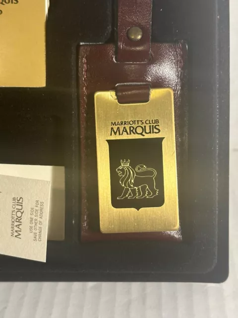 VINTAGE MARRIOTT HOTEL CLUB MARQUIS premium leather metal luggage tags ...