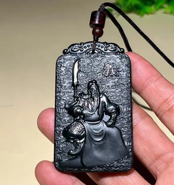 100% Hetian cyan jade Pendants~Guan Gong 和田青玉，义薄云天武财神关公。