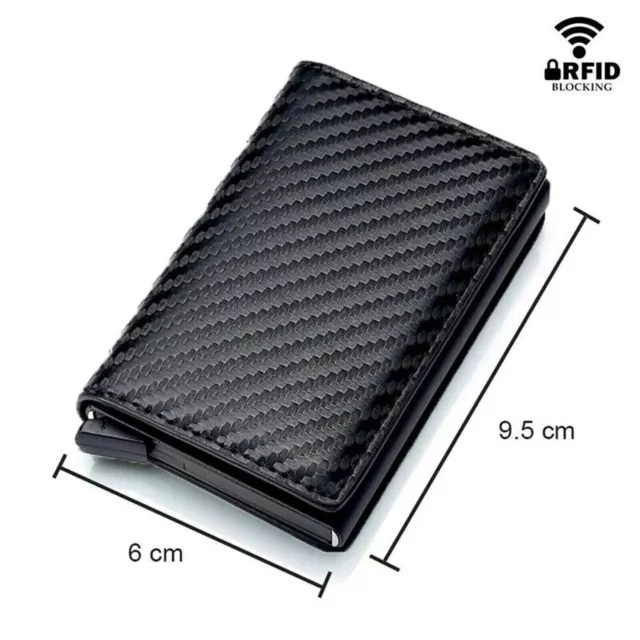 RFID Blocking LEATHER CARBON FIBER Mens Wallet Purse Slim ID Credit Card Holder