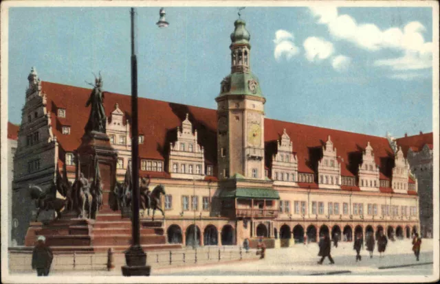 LEIPZIG Markt Altes Rathaus Ansichtskarte Postkarte ungelaufen ca. ~1940/50