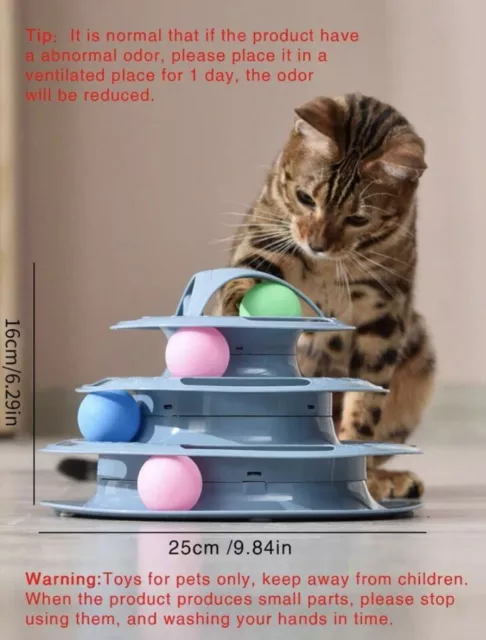 Pista giratoria de entrenamiento para gatos, juguete interactivo de 4 niveles 2