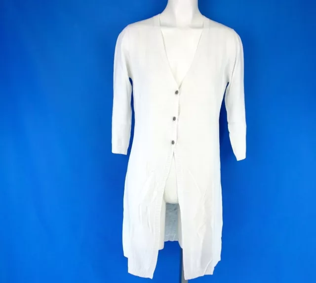 GC Fontana Donna Cardigan 2Q0190A Tg. 40 42 44 Bianco Con Lino Lang Np 129 Nuovo