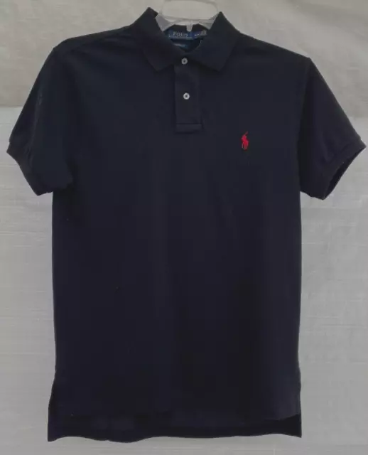 Polo Ralph Lauren Men Custom Fit Mesh Pony Logo Shirt Black Red Pony sz M