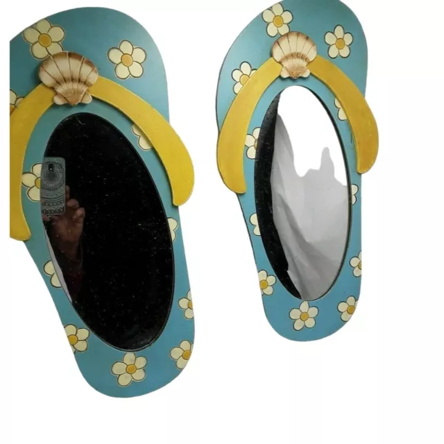 Wall Mirrors Flip Flop Shaped Tropical Beach Large 10 x 20 Tiki Coastal Daisy