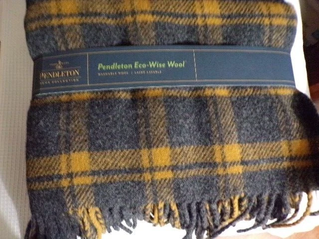 Pendleton Eco-Wise Wool Fringe Throw Blanket Washable NWT