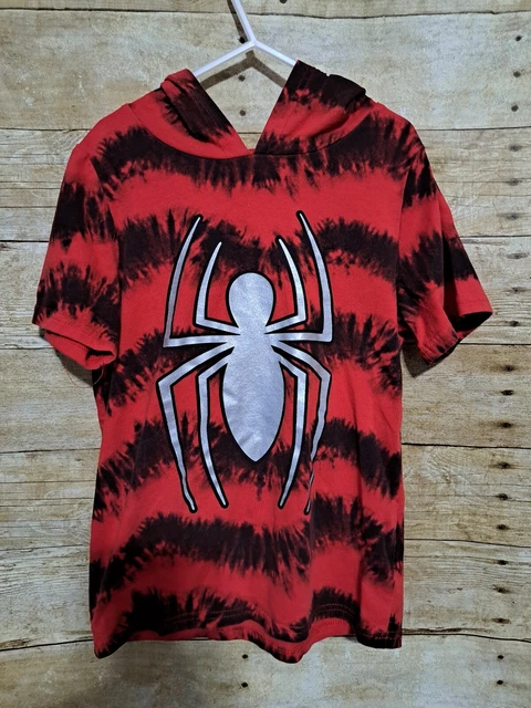 Marvel Spiderman Boys Hoodie tshirt size 8 Cosplay graphic short sleeve