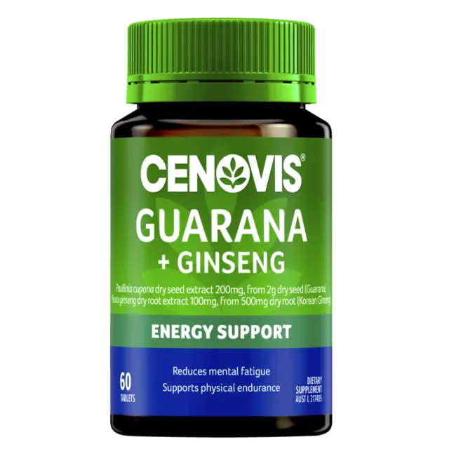 Cenovis Guarana + Ginseng 60 Tablets Energy Support Reduces Mental Fatigue