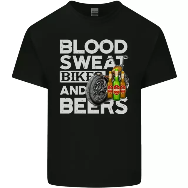 T-shirt top Blood Sweat Bikes & Beer divertente moto da uomo cotone