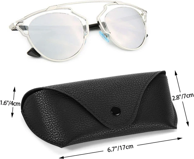 Hifot Leather Eyeglasses Case 2 Pack, PU leather Portable Travel Slip In Eyegla 3