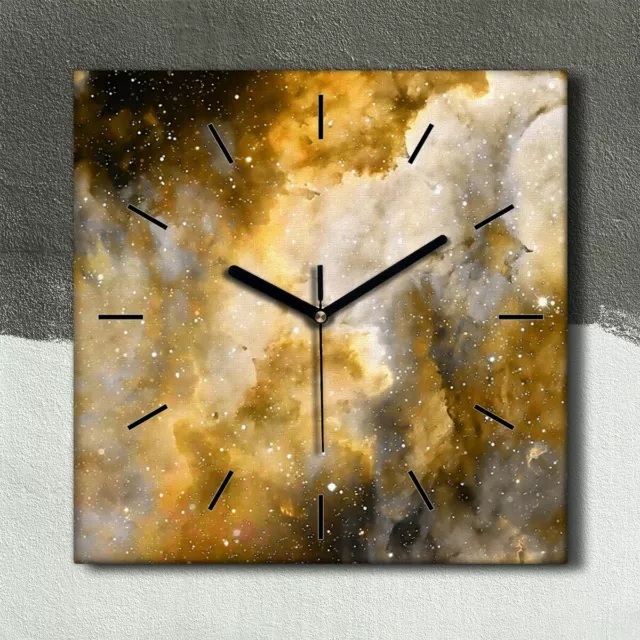 Wandkunst Leinwand Bild Uhr Geräuschlos 30x30 Weltraum Universum