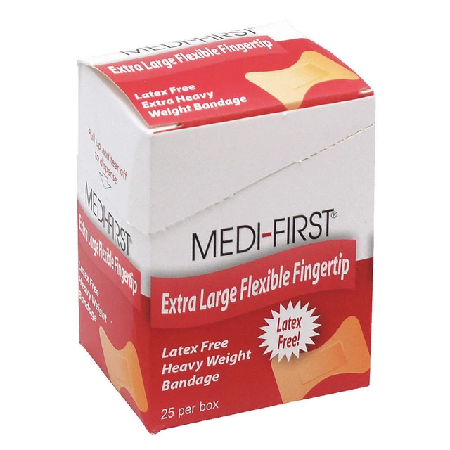GRAINGER APPROVED 61773 Fingertip Bandages,3" L x 1.75" W,PK25