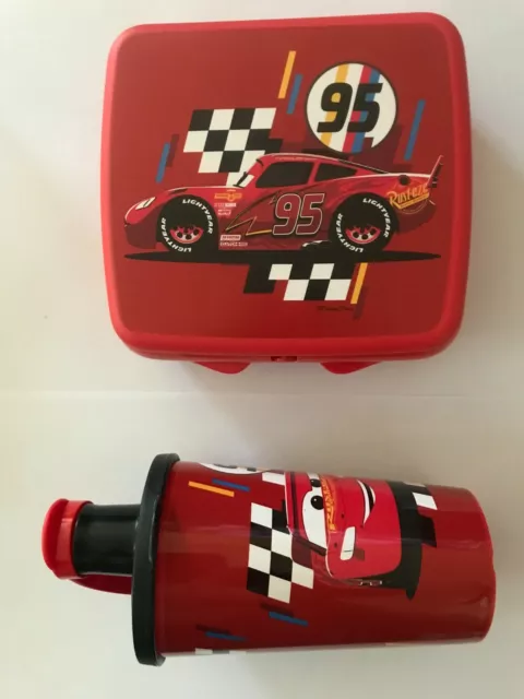 LOT D'UNE GOURDE ENFANT ET D' UNE BOITE SANDWITCH CAR'S   Tupperware NEUF