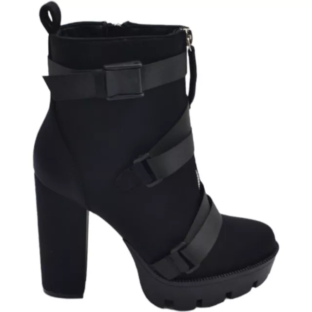 STIVALETTO TRONCHETTO ALTO donna nero con tacco largo 15 e plateau