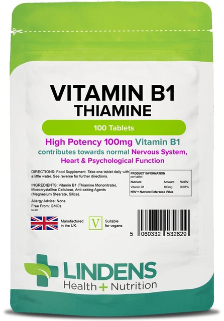 Lindens Vitamin B1 Thiamin 4-PACK 400 Tablets B 1 B-1 Thiamine Natural Quality