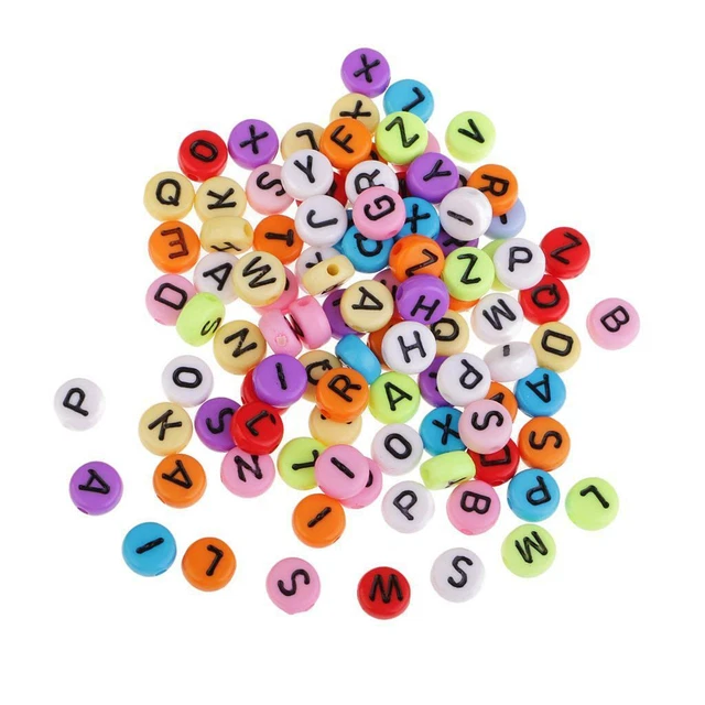 100x Résine Ronde Alphabet Lettre Perles Alphabet Perles DIY Charms Perles 8mm