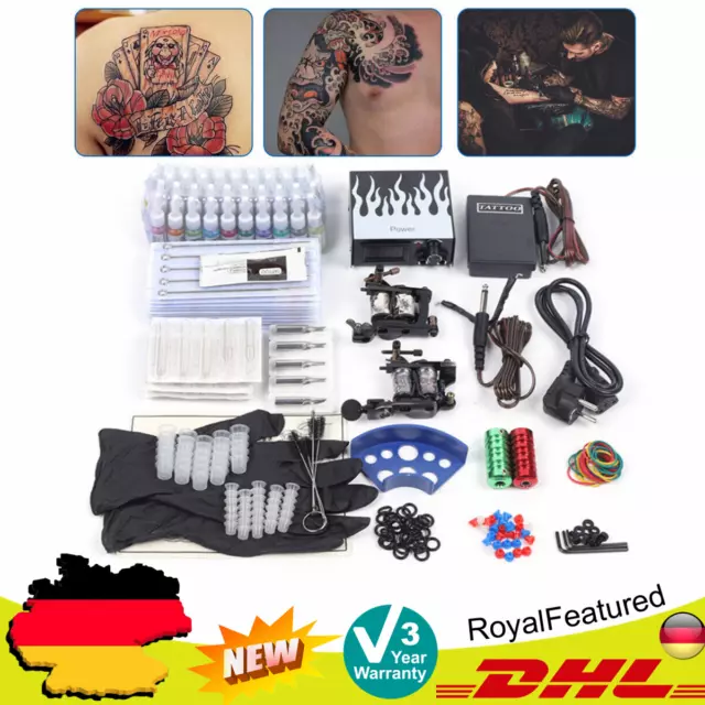 Komplett Tattoo Set Tattoomaschine Tattoo Kit Anfänger 40 Farben Inks 50 Nadeln!