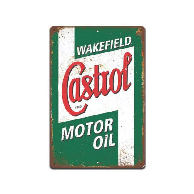 Vintage Looking Castrol Motor Oil Sign  Castrol Lubricants Garage Shop Tin Sign