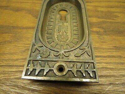 Brass ? Bronze? Pocket Door Plate...backplate...escutcheon..ornate...nice 2