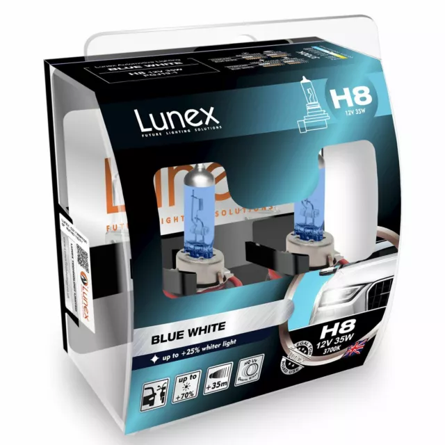 Lunex H8 Blue White Halogen - Scheinwerferlampen Weiß Blau Lampe Set