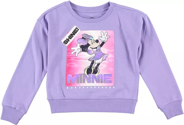 Minnie Mouse Girls Sweatshirt -Jumbo Print and Embroidery Minnie Mouse...