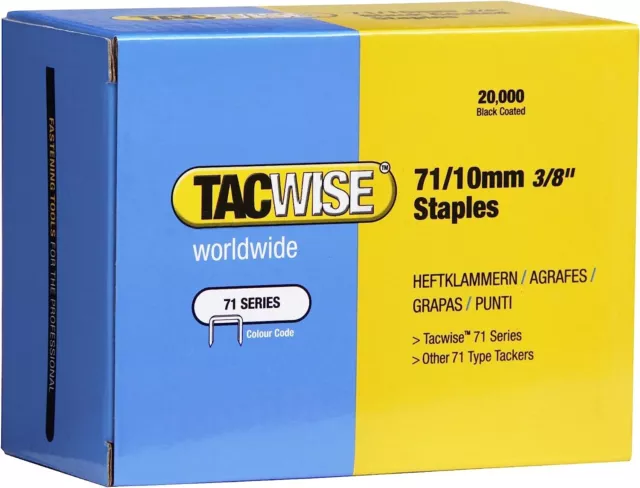 TACWISE 71 Series 10mm 3/8" Galvanised Staples 0369 Upholstery Gun Box (20000)
