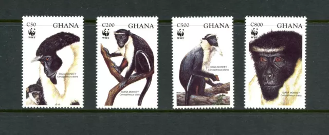 O384 Ghana 1994 fauna monkeys WWF 4v. MNH